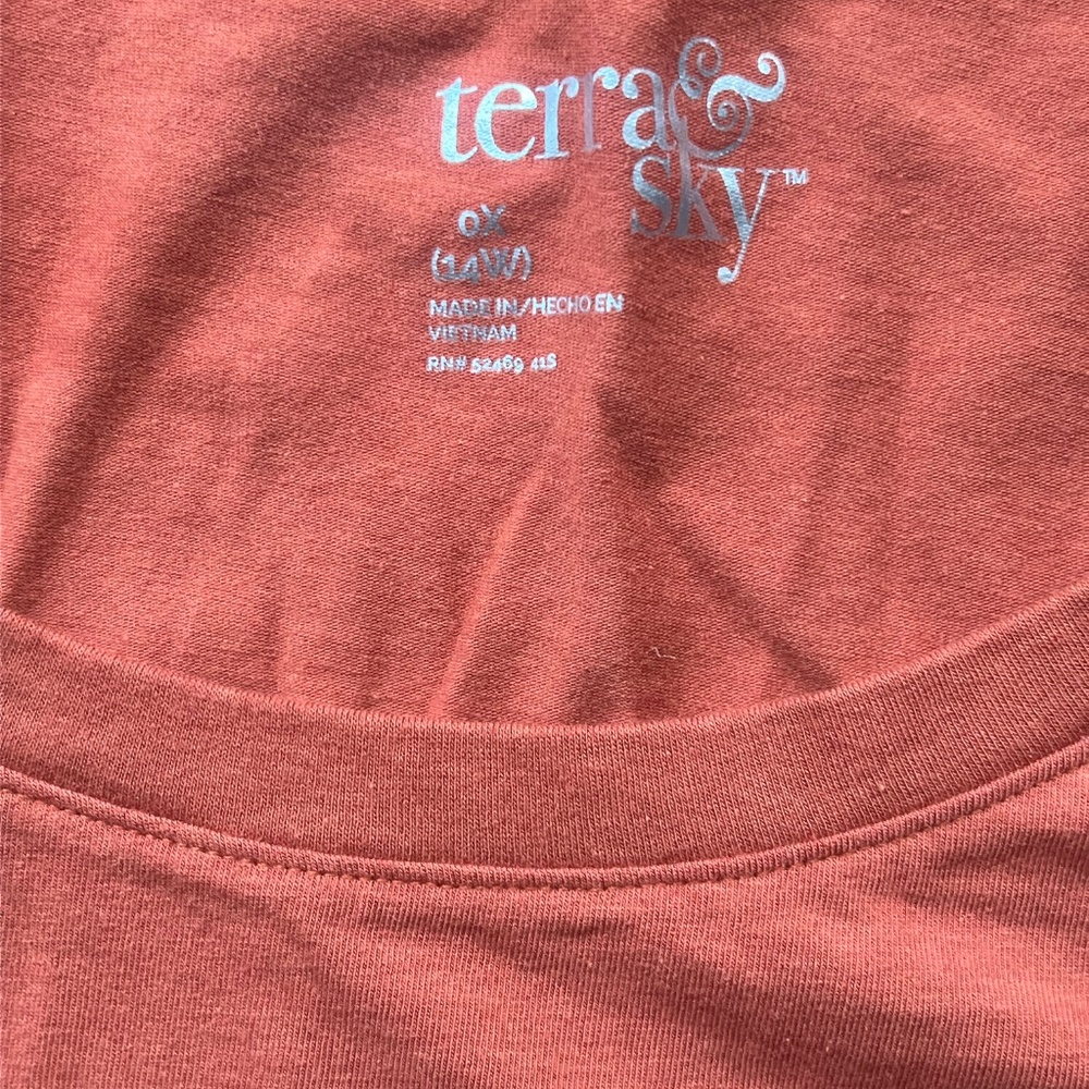 Terra and Sky Pumpkin Orange Colored Tee Women's Plus Size 0X (14W) - Picture 2 of 3
